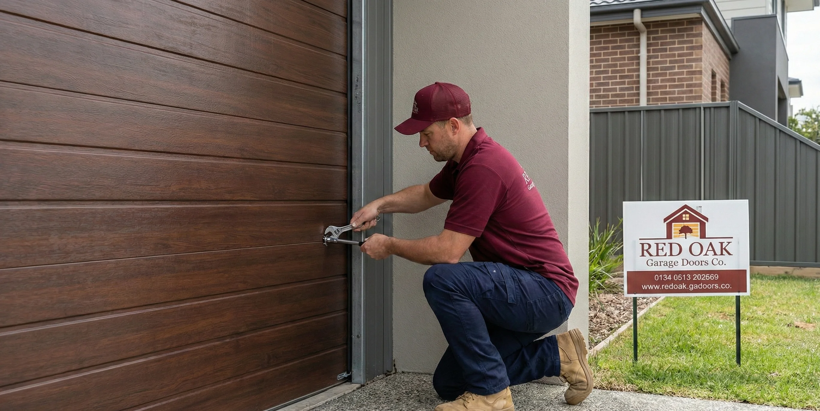 Red Oak Garage Doors Co. team working on installation