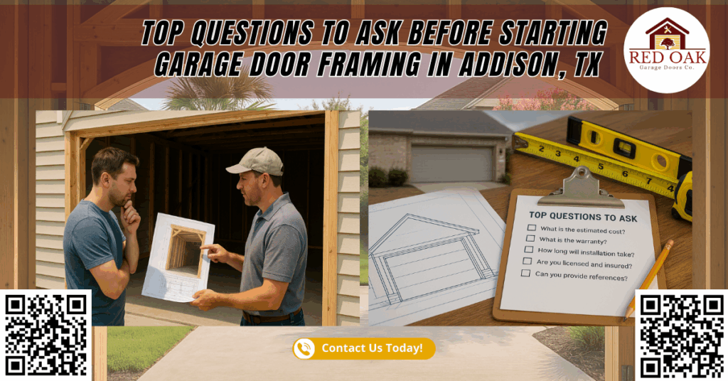 Top Questions to Ask Before Starting Garage Door Framing in Addison, TX - Red Oak Garage Doors Co.